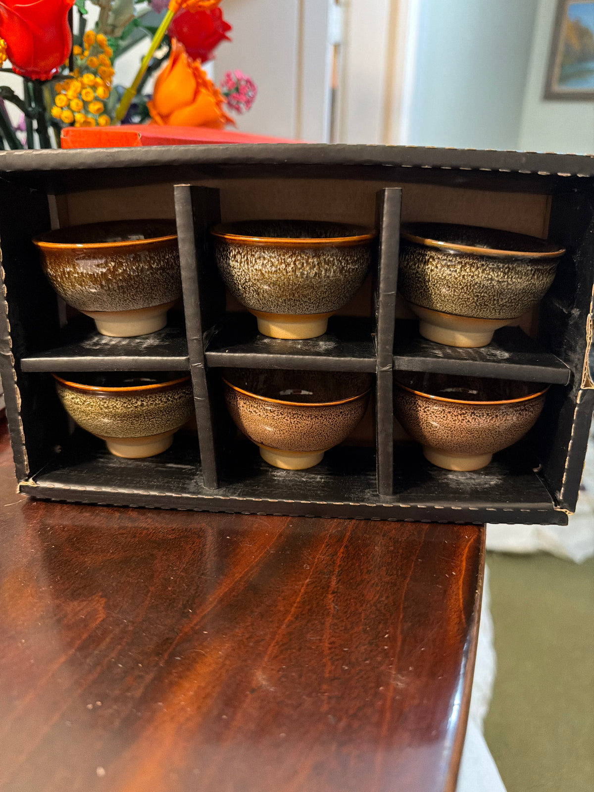 6-Piece Chinese-Style Ceramic Gongfu Tea Cup Set – New in Gift Box