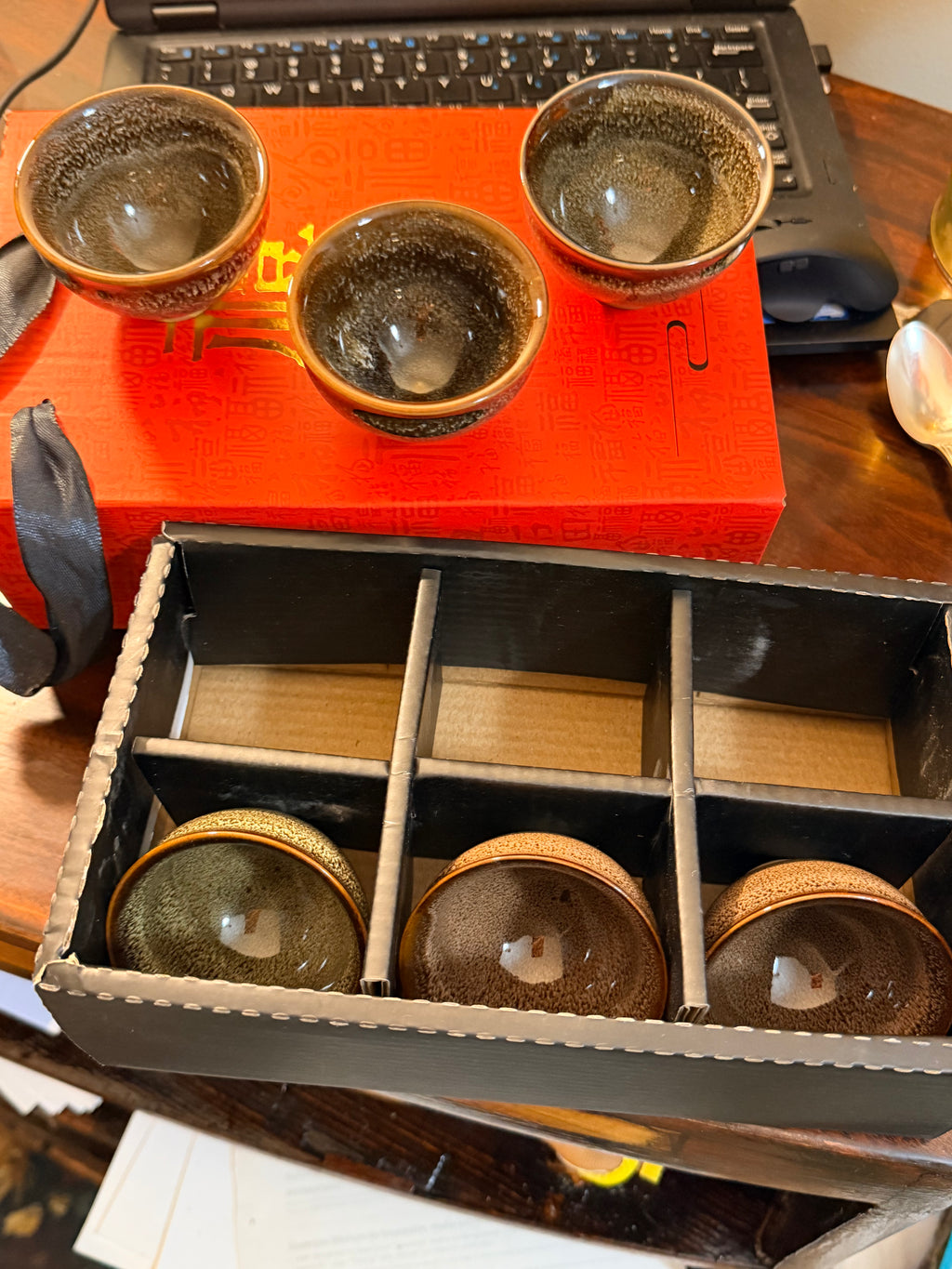 6-Piece Chinese-Style Ceramic Gongfu Tea Cup Set – New in Gift Box